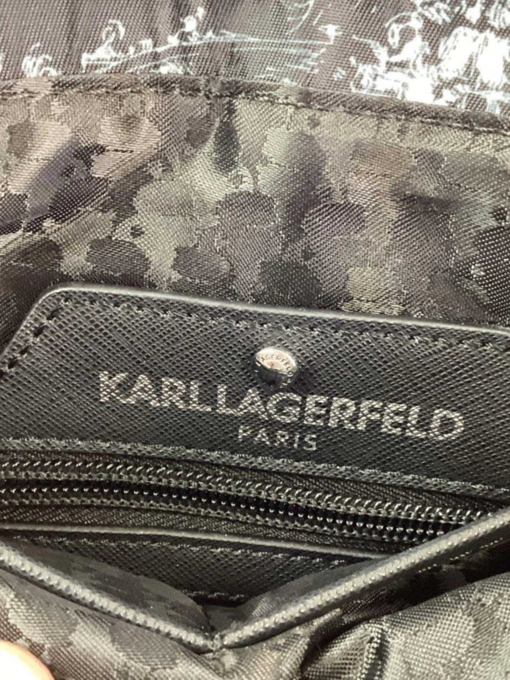 Karl Lagerfeld Black & White Architectural Print Messenger Bag